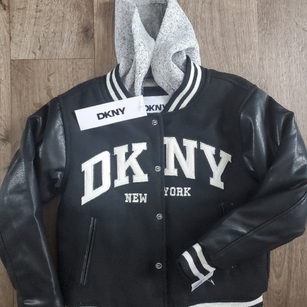 DKNY Black and White Varsity Jacket